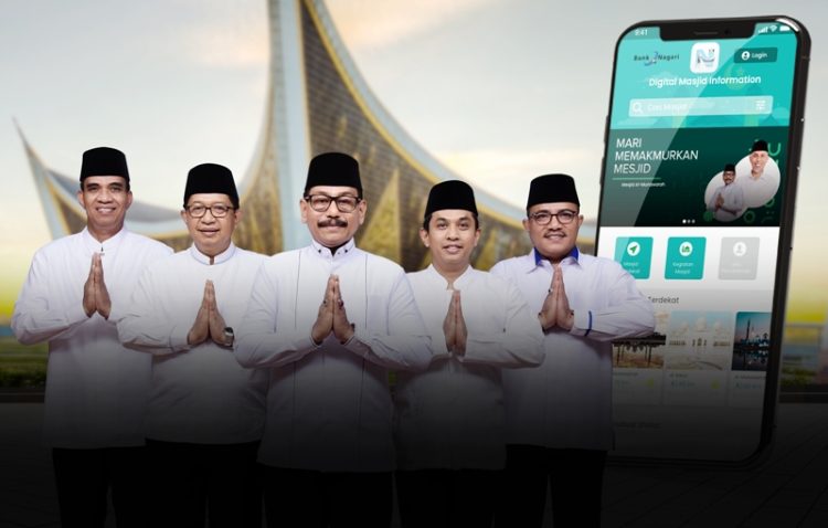 (dari kiri ke kanan) Direktur Operasional Bank Nagari, Syafrizal, Direktur Kepatuhan Restu Wirawan, Direktur Utama Muhamad Irsyad, Direktur Kredit dan Syariah Gusti Candra, serta Direktur Keuangan Sania Putra. AFRIANITA