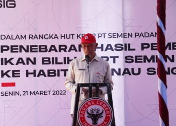 Gubernur Sumbar Lepas 4.000 Ikan Bilih Hasil Pembenihan PT Semen Padang di Danau Singkarak