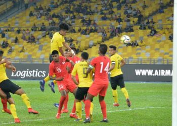 Laga ujicoba Malaysia vs Singapura (1-2) di Stadion NAsional Singapura, Sabtu (26/03/22). Dok. Indosport