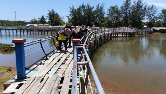 Pemerintah Nagari Tapakih dan Pokdarwis Perbaiki Jembatan Pantai Tiram