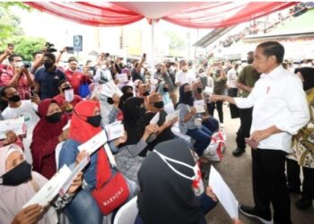 Presiden Jokowi Bagikan Bansos dan Tinjau Harga Minyak Goreng di Pasar Cibinong