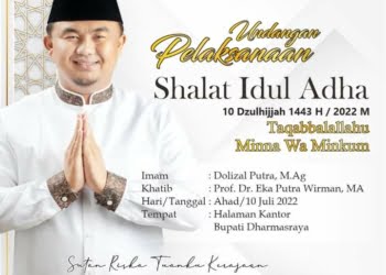Shalat Idul Adha di Halaman Kantor Bupati Dharmasraya Besok, Ini Jadwal Imam dan Khatibnya