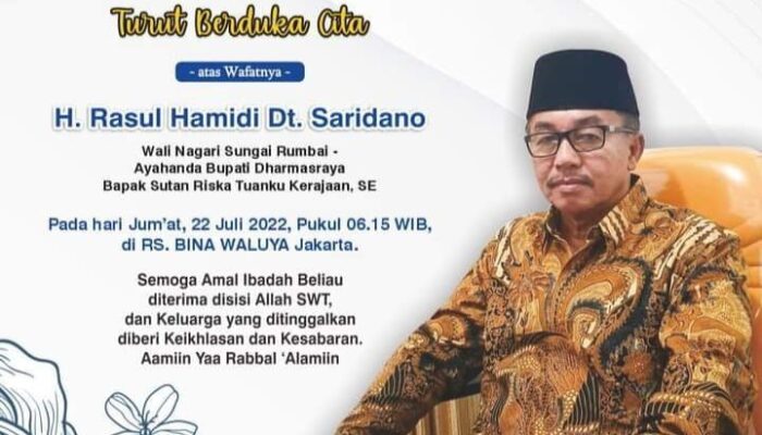 Sebelum Dimakamkan Sore Nanti, Jenazah Rasul Hamidi Disemayamkan di Rumah Duka di Sungai Rumbai