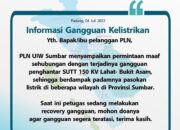 Transmisi SUTT Lahat-Bukit Asam Rusak, Listrik di Sumatera dan Babel Padam