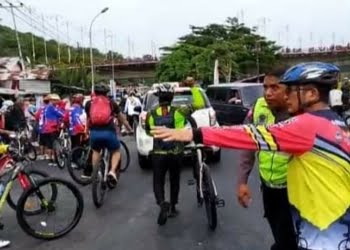 Peserta GSN Capai 7.000 Pesepeda, Persimpangan Jembatan Siti Nurbaya Macet Parah