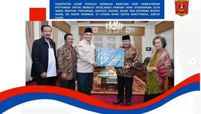 Terima Bantuan dari Kementan, Bupati Agam: Harus Jemput Bola Demi Kepentingan Masyarakat