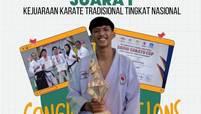 Mahasiswa UMN Bukittinggi Asal Nagari III Koto Aur Malintang Juara 1 Nasional Karate Tradisional 2022