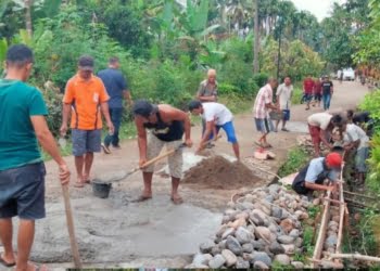 Didukung Perantau, Warga Jorong Aie Abu Nagari Limo Koto Pasaman Gotong Royong Bangun Jalan