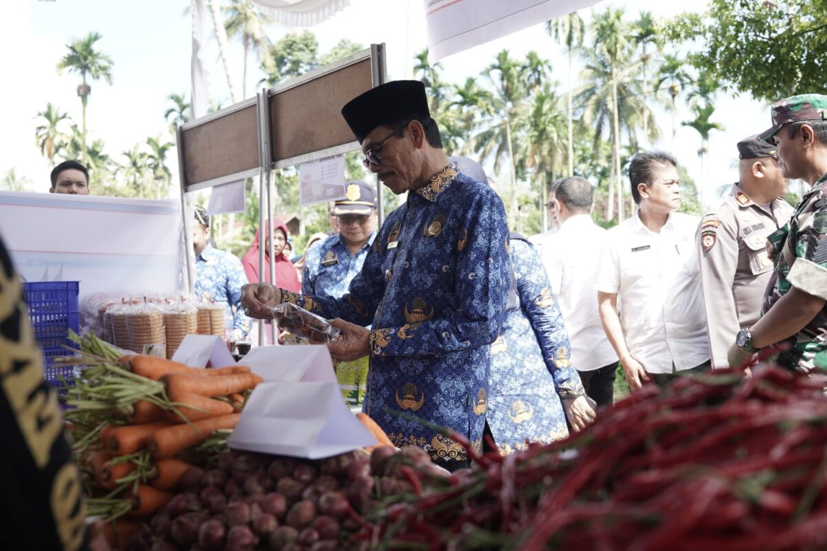 SEMBAKO MURAH-- Bupati Lima Puluh Kota, Safaruddin Dt. Bandaro Rajo saat memantau pelaksanaan GPM di Nagari Sitanang, Kecamatan Lareh Sago Halaban. IST