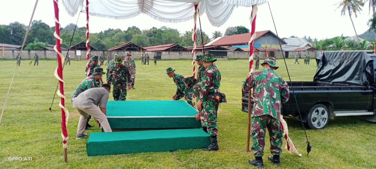 Persiapan prajurit TNI untuk pembukaan TMMD ke-116 yang bakal dihadiri Gubernur Sumbar, Mahyeldi. IST