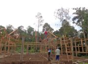 Warga Ikut Goro Laksanakan Batagak Kudo Kudo Asrama Pondok Pesantren Nurul Yaqin di Nagari Batipuah Ateh