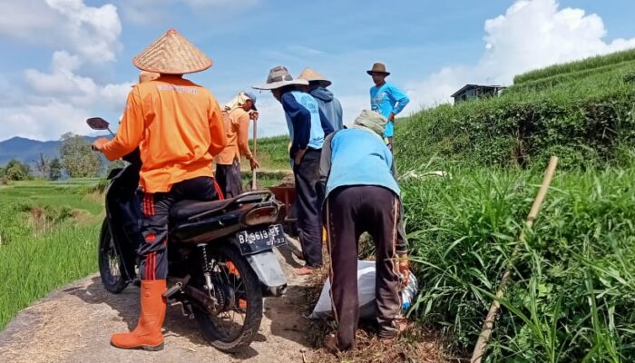 Sambut Idul Adha, Warga Jorong di Nagari Batipuh Ateh Tanah Datar Goro Bersama Bersihkan Jalan
