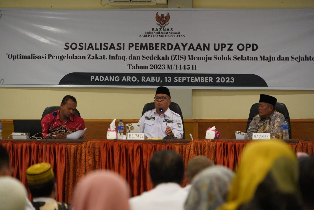 Suasana Sosialisasi Pengelolaan Zakat, Infak, Sedekah, dan Bimtek Pelaporan UPZ OPD berlangsung di Hotel Pesona Alam Sangir, Solsel, Rabu (13/9). IST