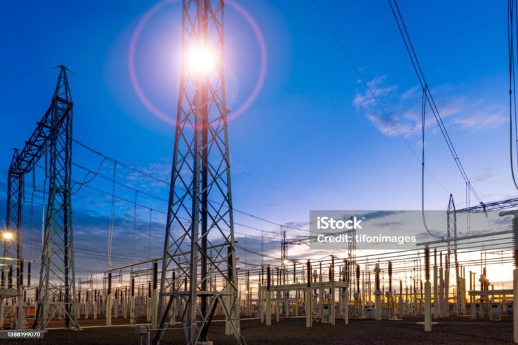 Electric substation in Asuncion, Paraguay at dawn