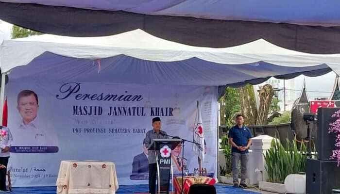 Diresmikan Jusuf Kalla, Masjid Jannatul Khair Berdiri Megah di Komplek Gedung PMI Sumatera Barat