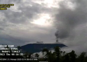 Marapi Kembali Erupsi Pagi Ini,  Ketinggian Kolom Abu Capai 500m
