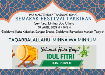 Perdana Sepanjang Sejarah, Masjid Raya Tanjung Bonai Gelar Festival Takbiran Se Kecamatan Lintau Buo Utara