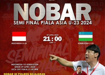 Polda Sumbar menggelar Nobar Timnas U23 di sejumlah titik. IST
