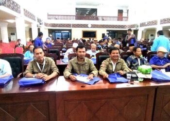 Utusan PWI Wilayah Solok Selatan mengikuti Konferensi Luar Biasa PWI tahun 2024 di Aula Kantor Gubernuran Sumatera Barat, Rabu (22/5/2024).