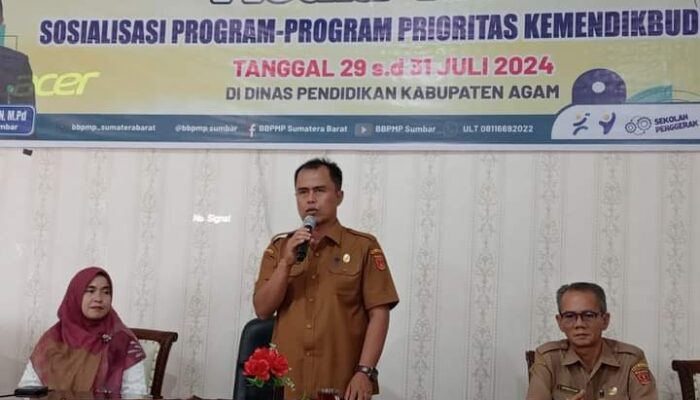 Sosialisasi Program Kemendikbudristek di Agam, BBPMP Sumbar : Peran Media Penting