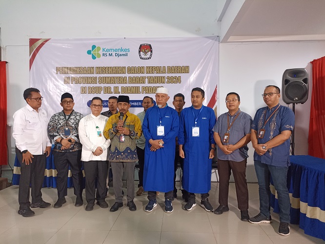 Sebanyak 16 pasangan bakal calon kepala daerah yang mengikuti Pemilihan Kepala Daerah atau Pilkada Sumbar mengikuti pemeriksaan kesehatan