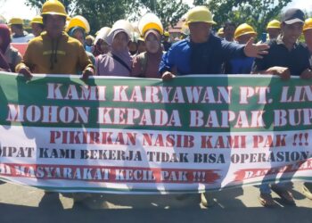 Ratusan Karyawan PT LIN Demo Bupati Pasbar