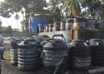 Penampakan ratusan septic tank yang di halaman kantor UPTD Air Bersih Kota Pariaman. MITHA