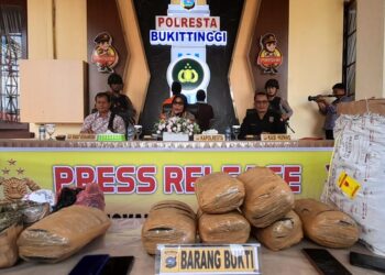 Polresta Bukittinggi Gagalkan Pengiriman 10 Paket Besar Ganja