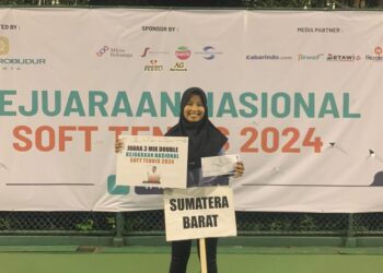Fukratuz Zakiah (20), atlet binaan PT Semen Padang melalui Forum Komunikasi Karyawan Semen Padang Group (FKKSPG) berhasil meraih juara III di Kejuaraan Nasional (Kejurnas) Soft Tennis 2024. IST