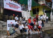 PT Semen Padang Restocking 3000 Ekor Ikan Bilih di Danau Singkarak