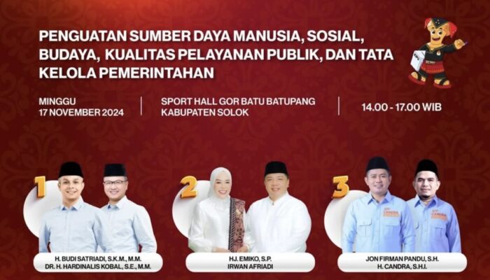 Debat Pilkada Kabupaten Solok, Palson Nomor 2 Bahas Program, Paslon 1 Ajak Main Saham, Paslon 3 Sibuk Protes Moderator