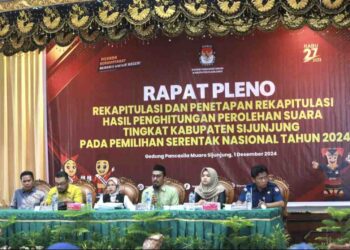 KPU Sijunjung Gelar Pleno Rekapitulasi Hasil Suara Pilkada Serentak 2024 Tingkat Kabupaten