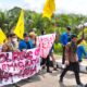 Suasana aksi demo aliansi OKP dan mahasiswa Dharmasraya di depan Mapolres Dharmasraya. IST