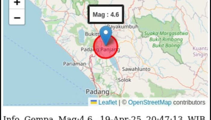 BREAKINGNEWS: Gempa 4,6 Goyang Padang Panjang
