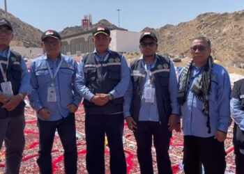 PPIH saat menyampaikan keterangan usai selesaikan tugas di Muzdalifah. IST