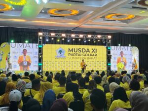 DPD Partai Golkar Sumbar menggelar Musda XI di salah satu hotel di Kota Padang, Senin (30/6/2025). (Fardianto)