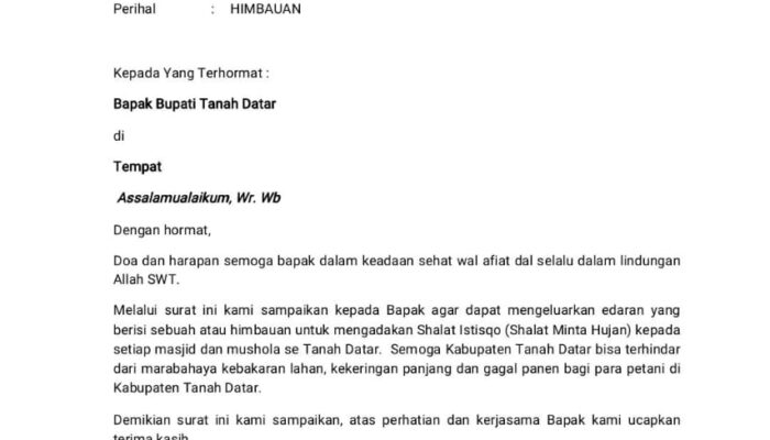 PJKIP Tanah Datar Minta Bupati Keluarkan Imbauan Salat Istisqo’ untuk Mengakhiri Kemarau
