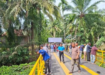 Warga Nagari Lingkuang Aua Bandarejo Antusias Sambut Jembatan Baru