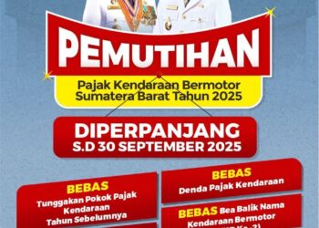 Pemutihan Pajak Kendaraan Bermotor di Sumbar Diperpanjang Hingga 30 September 2025