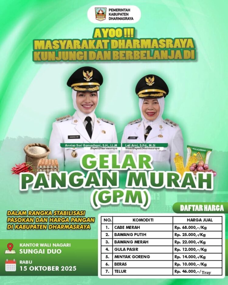 Bupati Dharmasraya Annisa Suci Ramadhani, ajak masyarakat kunjungi GPM. ist