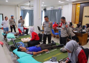Polres Pesisir Selatan Gelar Donor Darah, Wujud Polisi Humanis di HUT Humas Polri ke-74