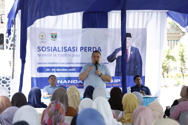 Sosialisasi Perda Nomor 16 Tahun 2019 tentang Pemberdayaan dan Perlindungan Koperasi dan Usaha Kecil yang dilaksanakan oleh Wakil Ketua DPRD Sumbar Nanda Satria. IST
