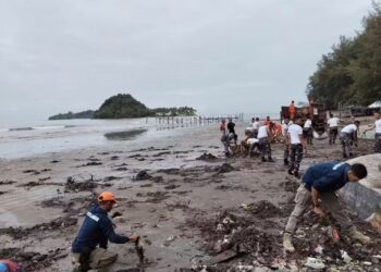 Dispar Kota Padang Gelar Aksi Bersih Pantai Air Manis