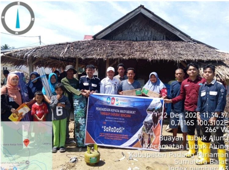 PNP menyalurkan 100 paket sembako kepada warga terdampak banjir di Nagari Sungai Buluh (Pasar Usang), Kabupaten Padang Pariaman. Kegiatan pengabdian ini didanai oleh Kementrian Pendidikan Tinggi, Sains, dan Teknologi (Kemendikti Saintek) RI. IST