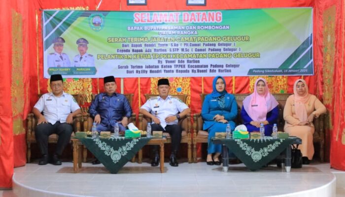 Bupati Pasaman Hadiri Sertijab Camat Padang Gelugur dan Pelantikan Ketua TP PKK Kecamatan