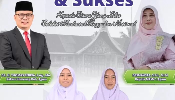 Hebat! Dua Siswi MTsN 1 Agam Tembus Seleksi Nasional dan Lolos ke MAN Insan Cendekia Padang Pariaman